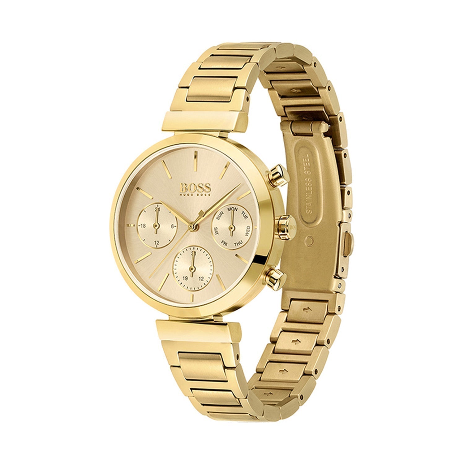  Shop Authentic Hugo Boss Flawless Gold Dial Gold Steel Strap Watch for Women - 1502532 - Luxxuri