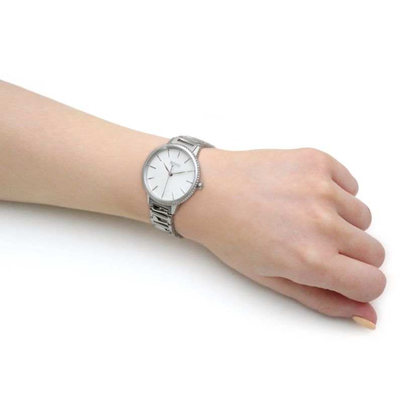  Shop Authentic Hugo Boss Signature Silver Dial Silver Steel Strap Watch for Women - 1502539 - Luxxuri