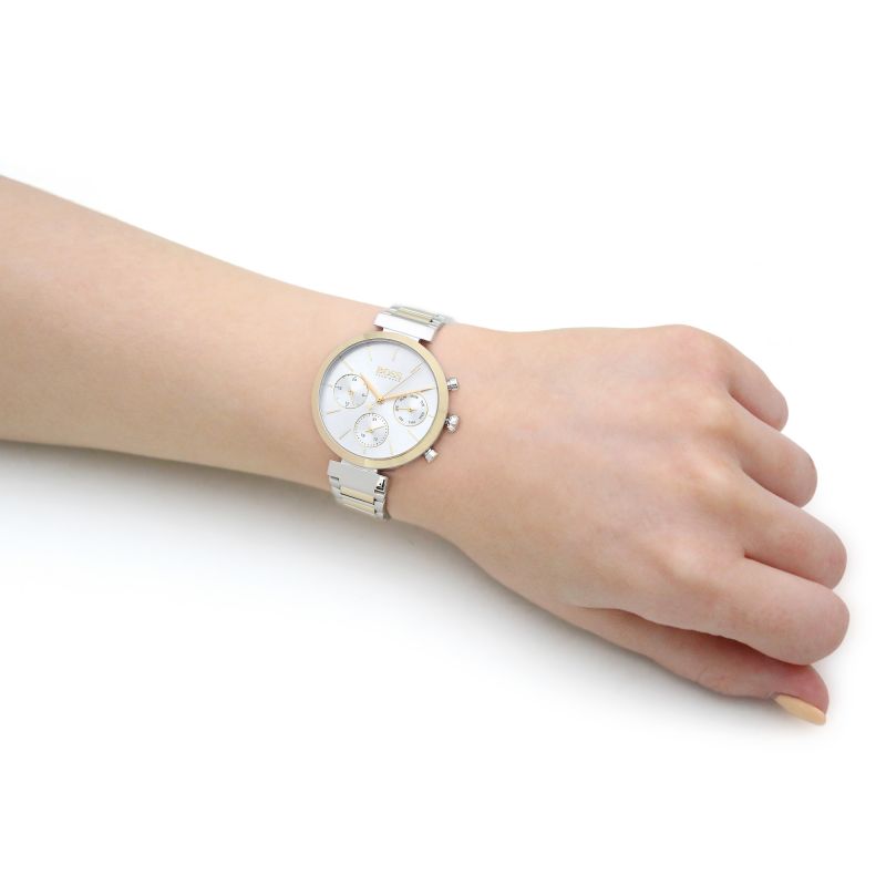  Shop Authentic Hugo Boss Flawless Silver Dial Two Tone Steel Strap Watch for Women - 1502550 - Luxxuri