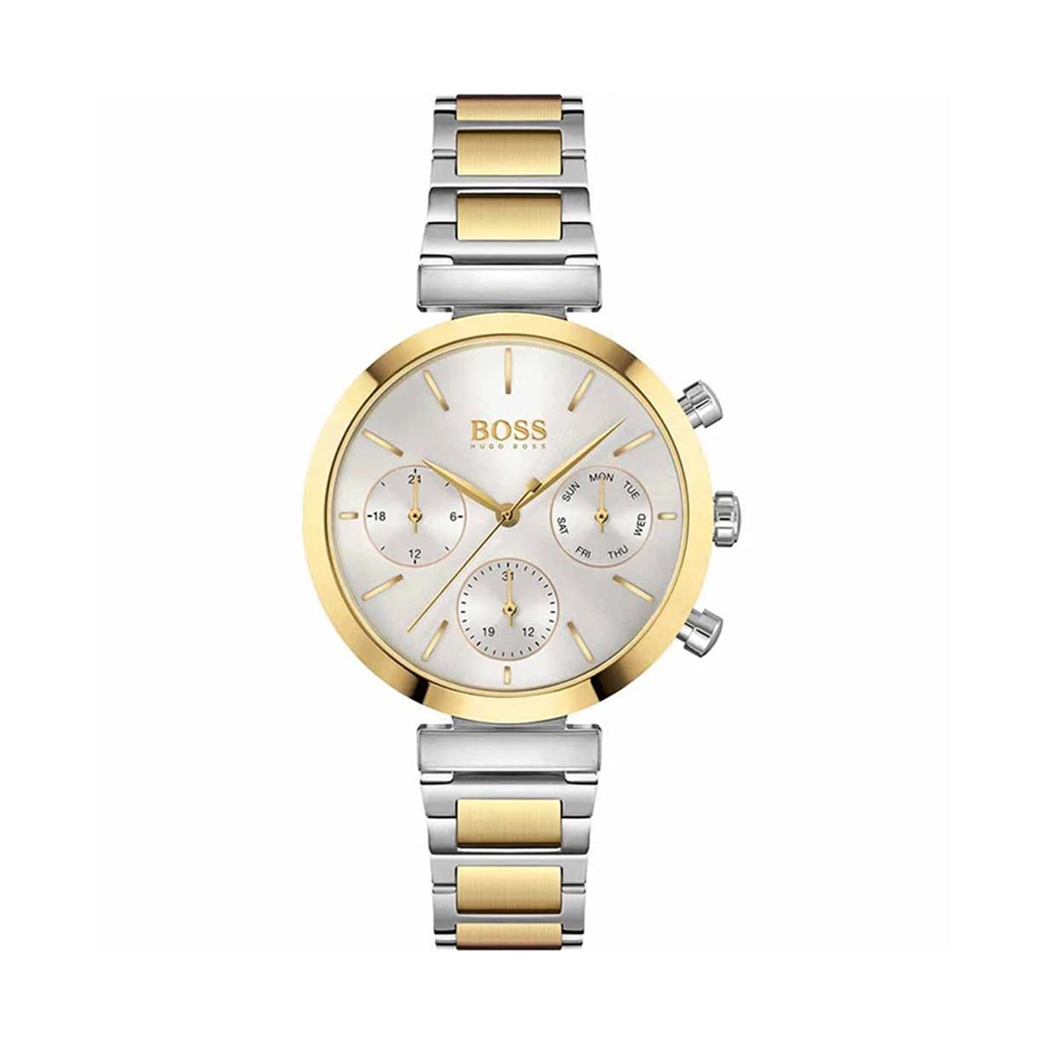  Shop Authentic Hugo Boss Flawless Silver Dial Two Tone Steel Strap Watch for Women - 1502550 - Luxxuri