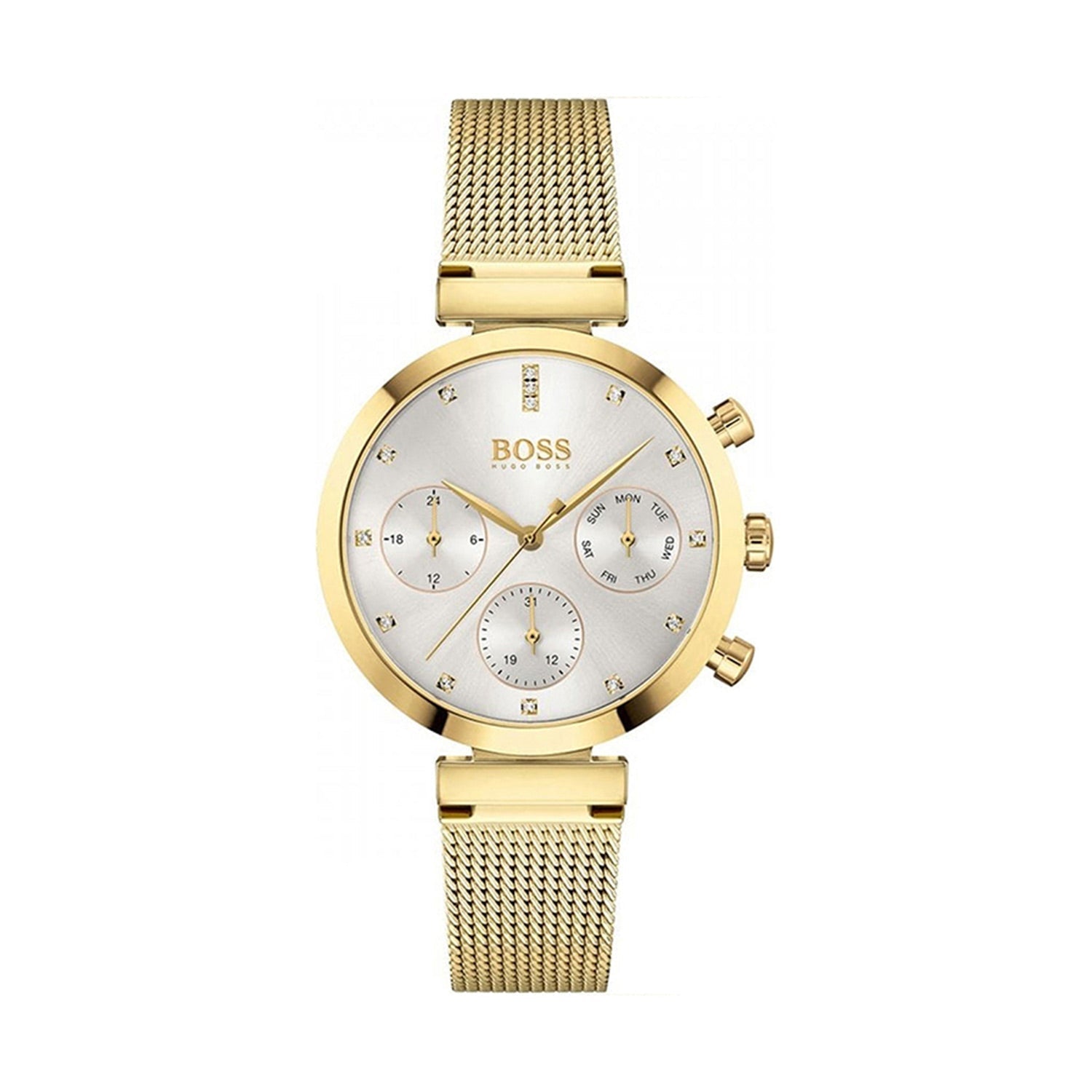  Shop Authentic Hugo Boss Flawless White Dial Gold Mesh Bracelet Watch for Women - 1502552 - Luxxuri