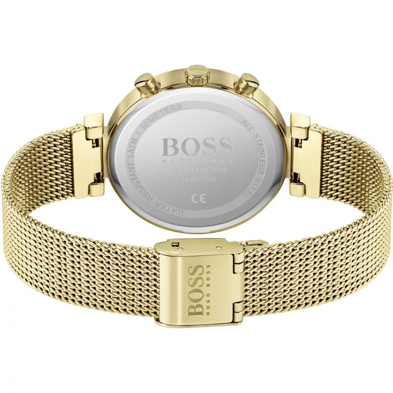  Shop Authentic Hugo Boss Flawless White Dial Gold Mesh Bracelet Watch for Women - 1502552 - Luxxuri