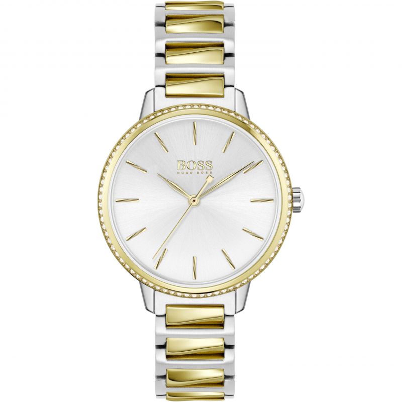  Shop Authentic Hugo Boss Signature Silver Dial Two Tone Steel Strap Watch for Women - 1502568 - Luxxuri