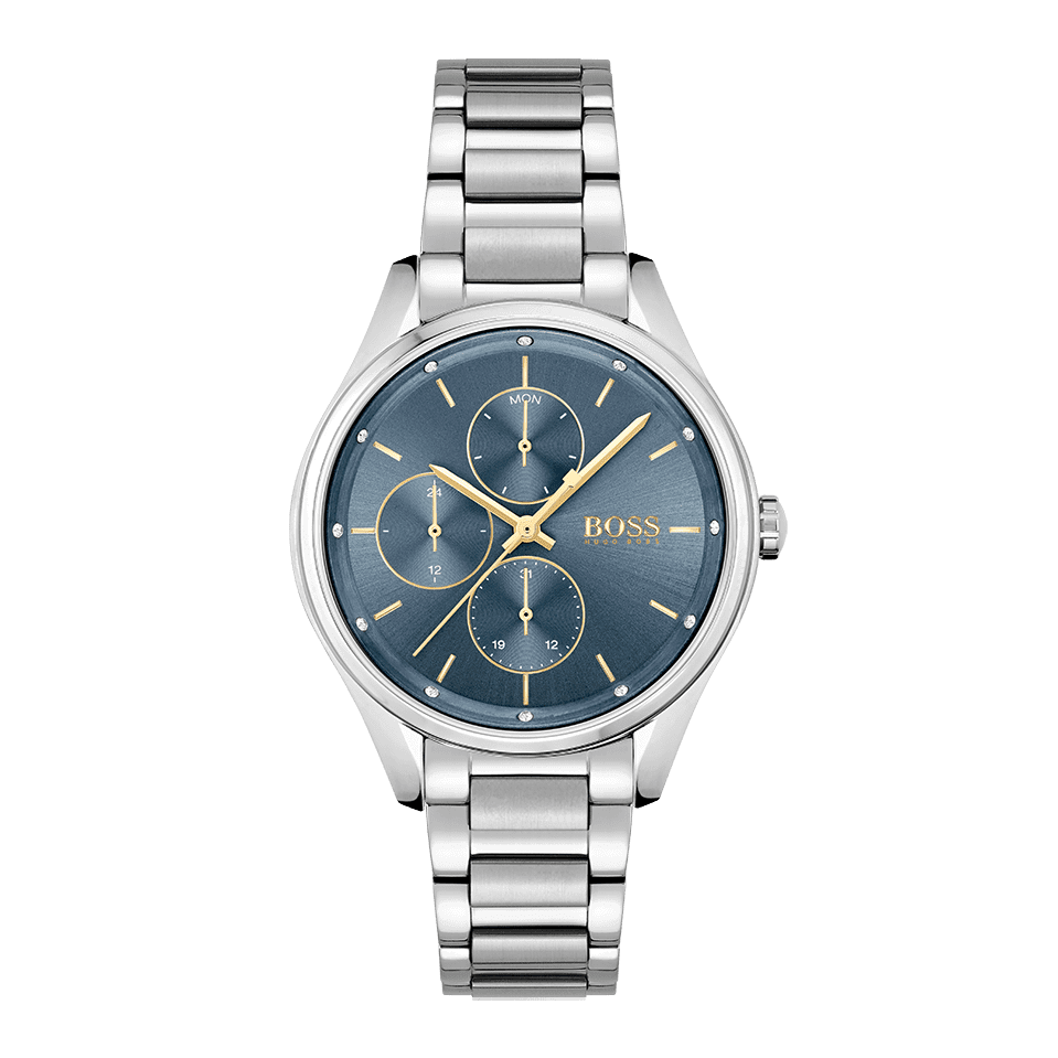 Shop Authentic Hugo Boss Grand Course Blue Dial Silver Steel Strap Watch for Women - 1502583 - Luxxuri