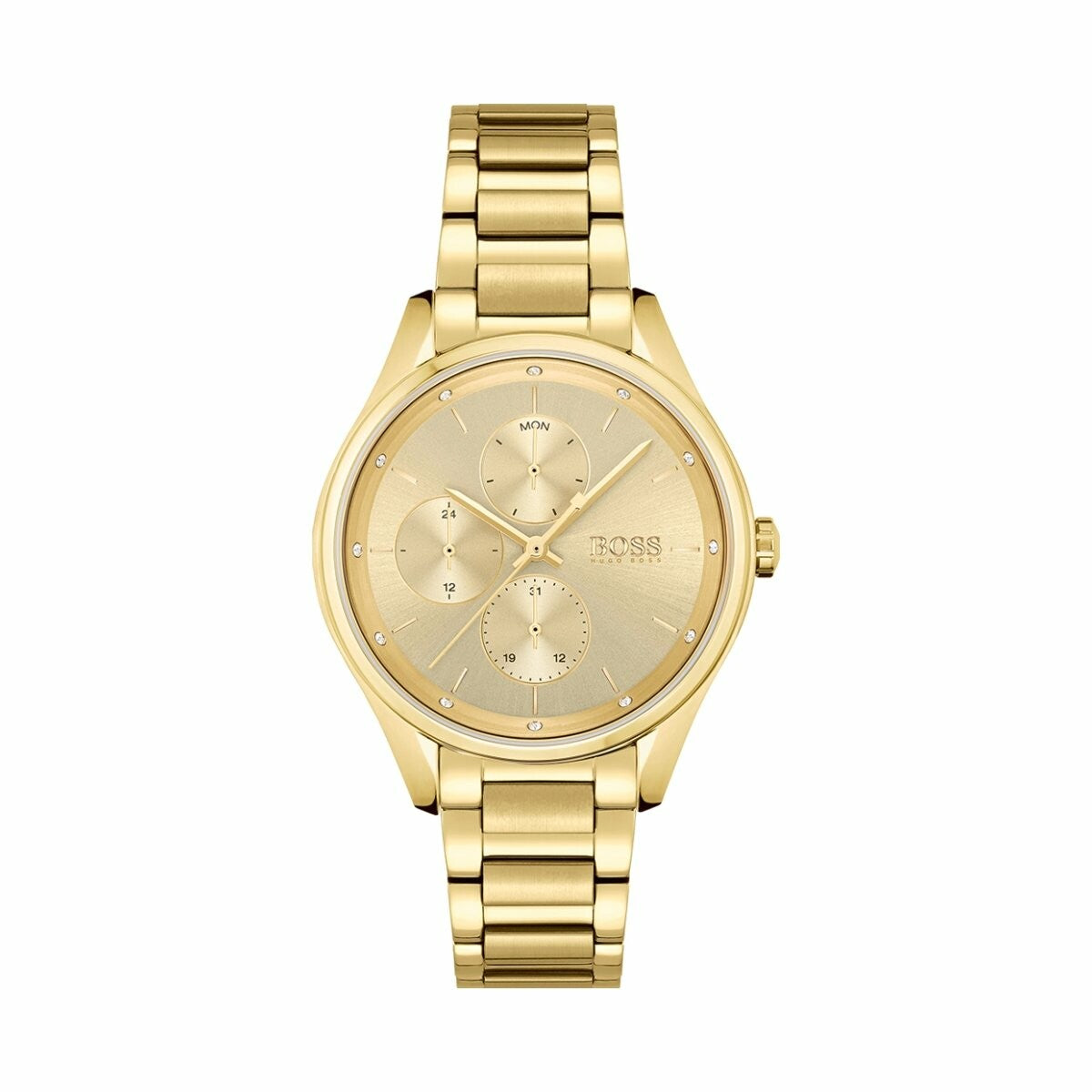  Shop Authentic Hugo Boss Grand Course Gold Dial Gold Steel Strap Watch for Women - 1502584 - Luxxuri
