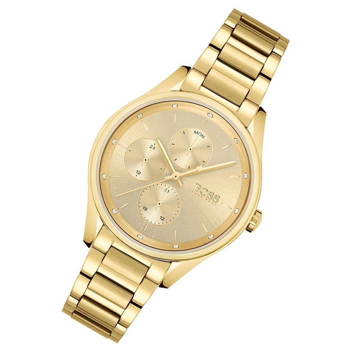  Shop Authentic Hugo Boss Grand Course Gold Dial Gold Steel Strap Watch for Women - 1502584 - Luxxuri