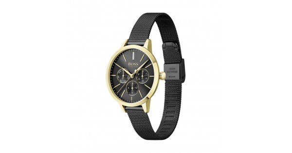  Shop Authentic Hugo Boss Symphony Black Dial Black Mesh Bracelet Watch for Women - 1502601 - Luxxuri