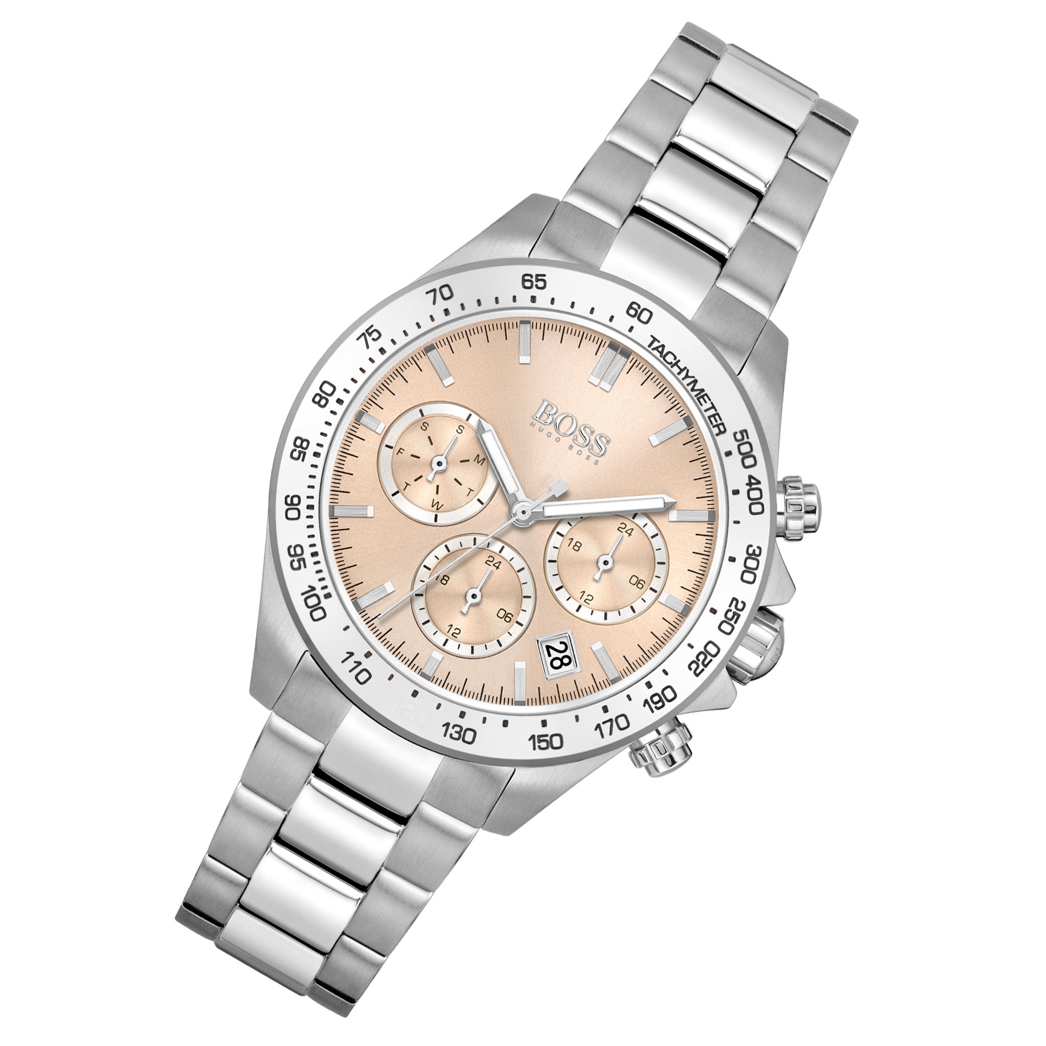  Shop Authentic Hugo Boss Novia Pink Dial Silver Steel Strap Watch for Women - 1502615 - Luxxuri