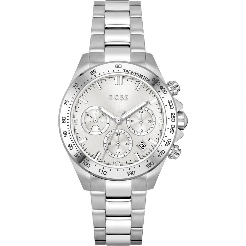  Shop Authentic Hugo Boss Novia Chronograph Silver Dial Silver Steel Strap Watch for Women - 1502616 - Luxxuri