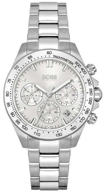  Shop Authentic Hugo Boss Novia Chronograph Silver Dial Silver Steel Strap Watch for Women - 1502616 - Luxxuri