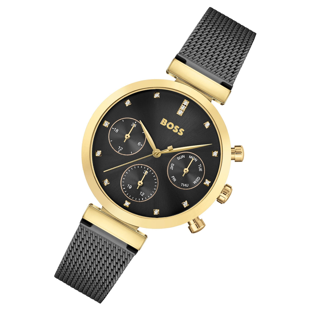  Shop Authentic Hugo Boss Flawless Black Dial Black Mesh Bracelet Watch for Women - 1502627 - Luxxuri