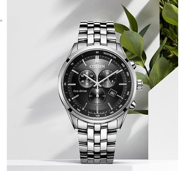  Shop Authentic Citizen Eco Drive Chronograph Black Dial Silver Steel Strap Watch For Men - AT2140-55E - Luxxuri