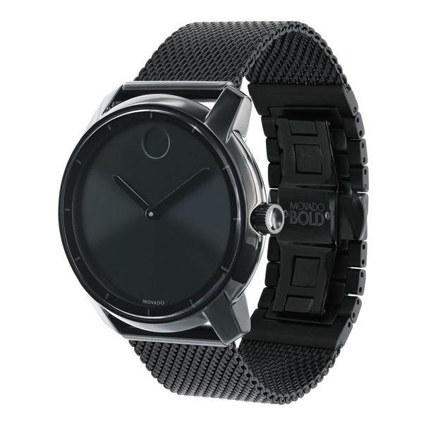  Shop Authentic Movado Bold Black Dial Black Mesh Bracelet Watch For Men - 3600261 - Luxxuri