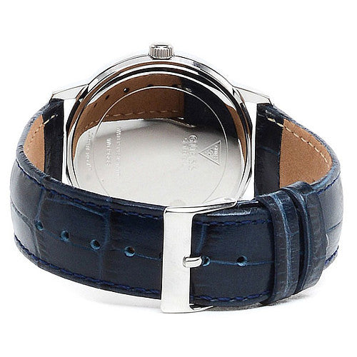  Shop Authentic Guess Wafer Chronograph Quartz Blue Dial Blue Leather Strap Watch For Men - W0496G3 - Luxxuri