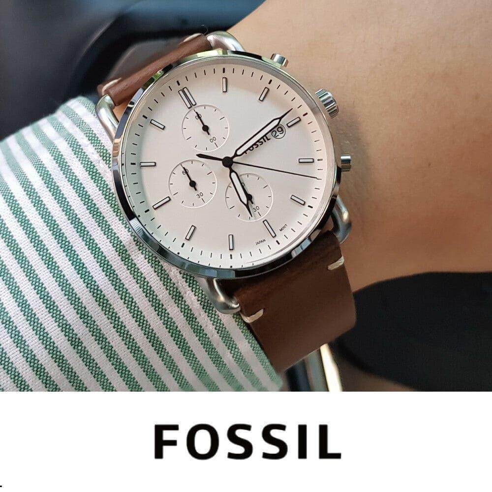  Shop Authentic Fossil The Commuter White Dial Brown Leather Strap Watch for Men - FS5402 - Luxxuri