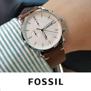  Shop Authentic Fossil The Commuter White Dial Brown Leather Strap Watch for Men - FS5402 - Luxxuri