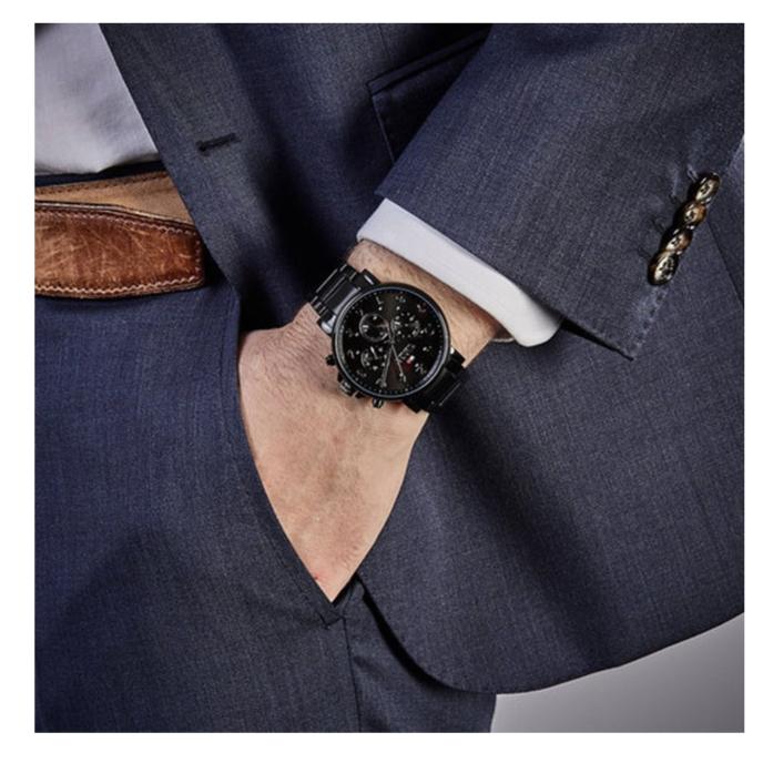  Shop Authentic Tommy Hilfiger Daniel Black Dial Black Steel Strap Watch for Men - 1710383 - Luxxuri
