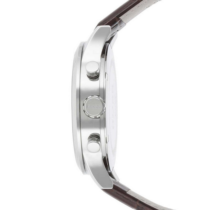  Shop Authentic Hugo Boss Aeroliner Chronoraph White Dial Brown Leather Strap Watch For Men - HB1512447 - Luxxuri