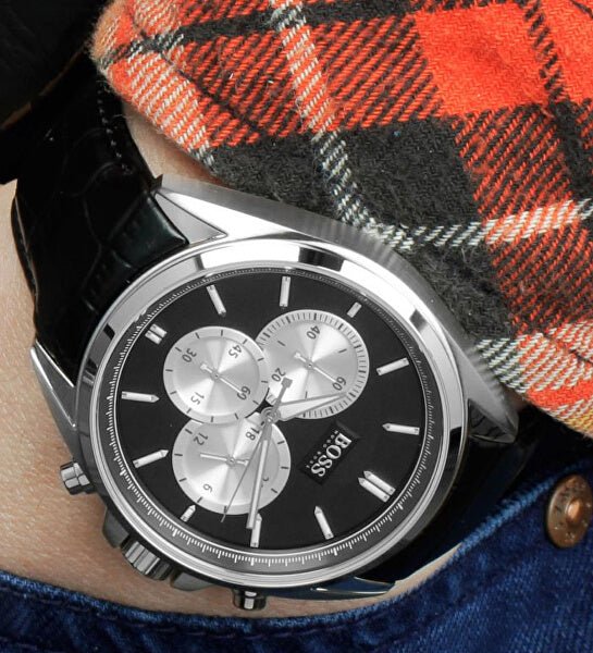  Shop Authentic Hugo Boss Driver Black Dial Black Leather Strap Watch for Men - 1512879 - Luxxuri