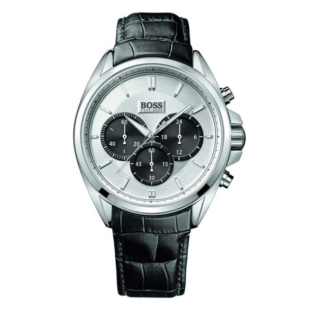  Shop Authentic Hugo Boss Driver Chronograph Quartz Silver Dial Black Leather Strap Watch For Men - 1512880 - Luxxuri