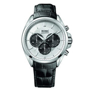  Shop Authentic Hugo Boss Driver Chronograph Quartz Silver Dial Black Leather Strap Watch For Men - 1512880 - Luxxuri