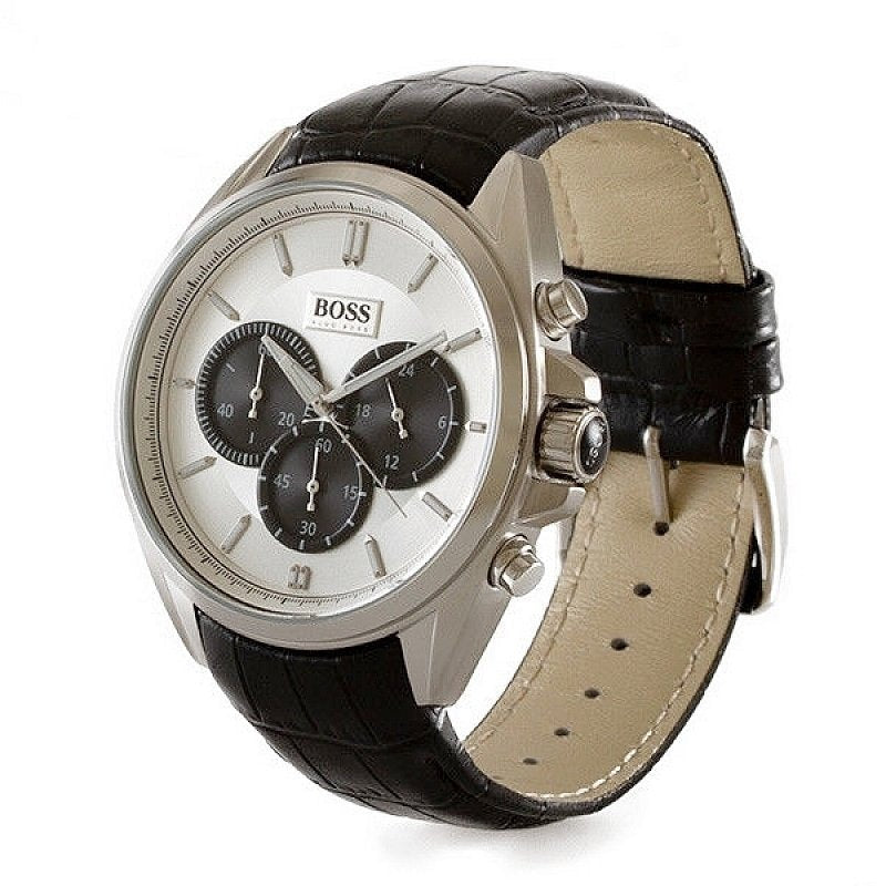  Shop Authentic Hugo Boss Casual Chronograph Silver Dial Black Leather Strap Watch For Men - HB1512880 - Luxxuri