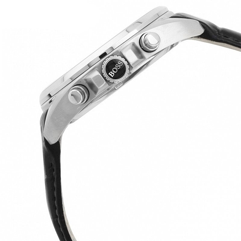  Shop Authentic Hugo Boss Casual Chronograph Silver Dial Black Leather Strap Watch For Men - HB1512880 - Luxxuri