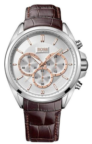  Shop Authentic Hugo Boss Driver Quartz Silver Dial Brown Leather Strap Watch For Men - HB1512881 - Luxxuri