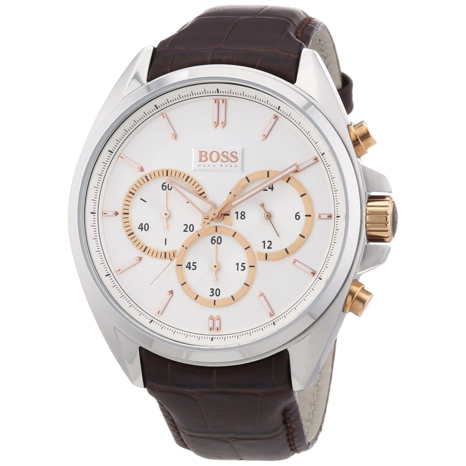  Shop Authentic Hugo Boss Driver Chronograph Silver Dial Brown Leather Strap Watch For Men - 1512881 - Luxxuri