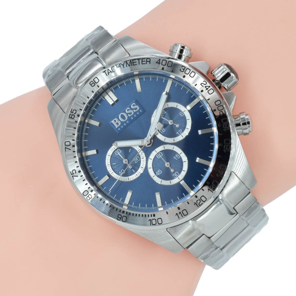  Shop Authentic Hugo Boss Ikon Blue Dial Silver Steel Strap Watch for Men - 1512963 - Luxxuri