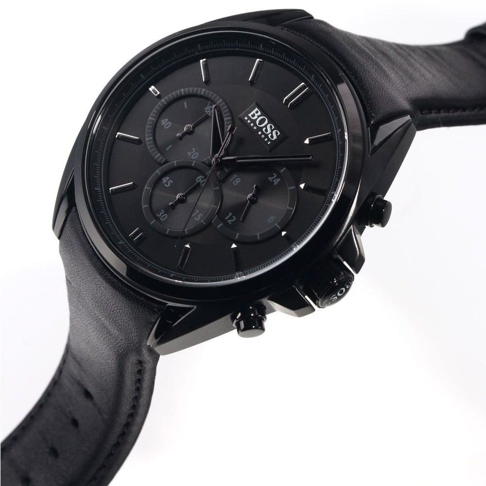  Shop Authentic Hugo Boss Driver Chronograph Black Dial Black Leather Strap Watch For Men - HB1513061 - Luxxuri