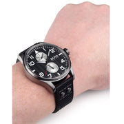  Shop Authentic Hugo Boss Aeroliner Chronograph Black Dial Black Leather Strap Watch For Men - 1513086 - Luxxuri