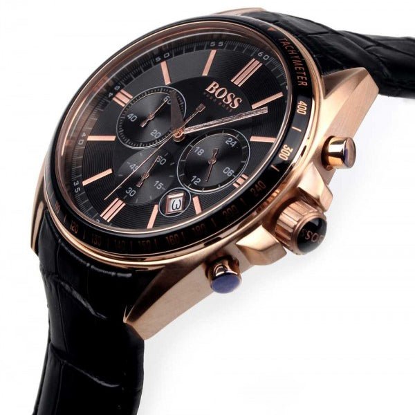  Shop Authentic Hugo Boss Driver Black Dial Black Leather Strap Watch for Men - 1513092 - Luxxuri