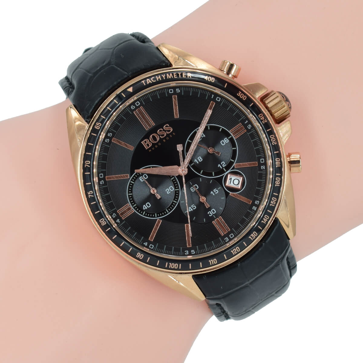  Shop Authentic Hugo Boss Driver Black Dial Black Leather Strap Watch for Men - 1513092 - Luxxuri