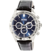  Shop Authentic Hugo Boss Ikon Blue Dial Black Leather Strap Watch for Men - 1513176 - Luxxuri