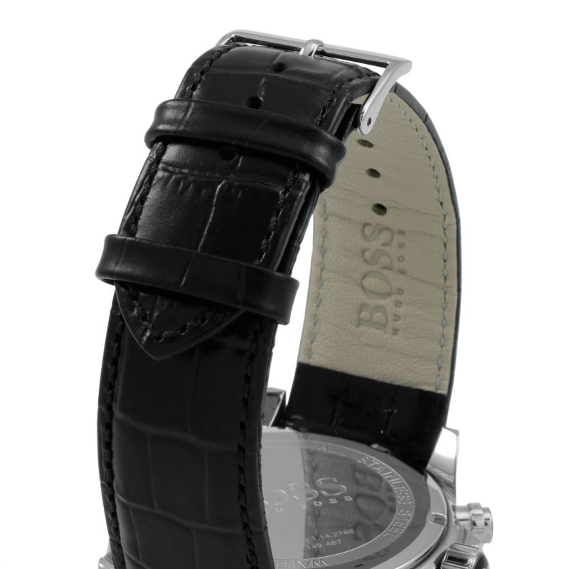  Shop Authentic Hugo Boss Ikon Black Dial Black Leather Strap Watch for Men - 1513178 - Luxxuri