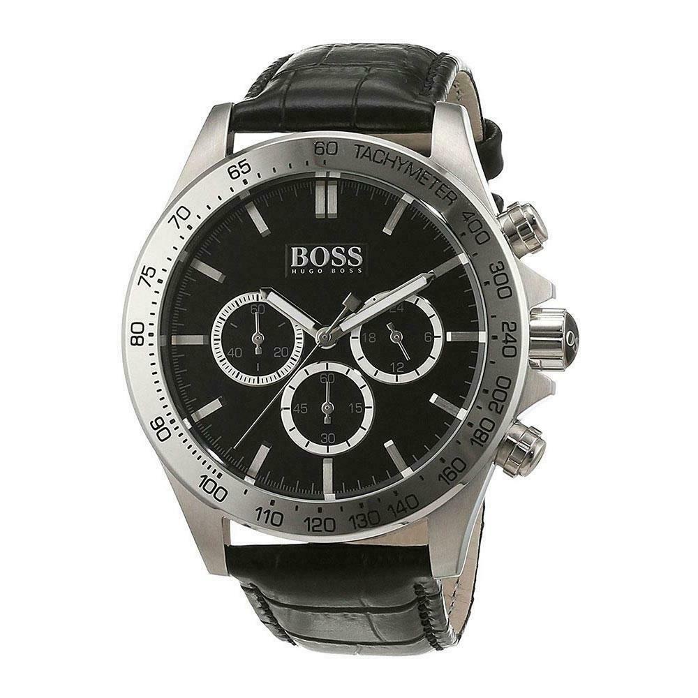  Shop Authentic Hugo Boss Ikon Black Dial Black Leather Strap Watch for Men - 1513178 - Luxxuri