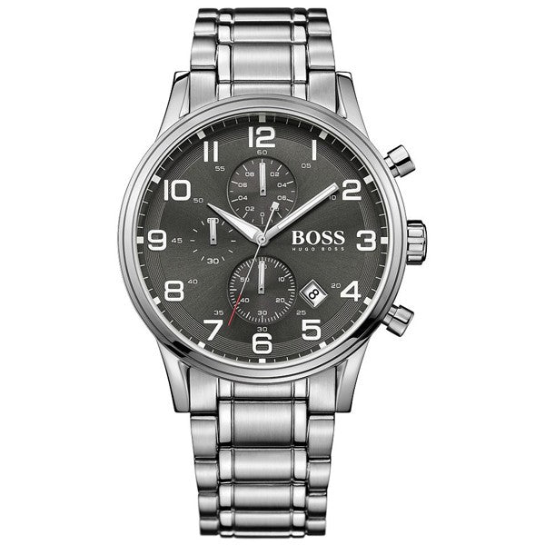  Shop Authentic Hugo Boss Aeroliner Black Dial Silver Steel Strap Watch for Men - 1513181 - Luxxuri