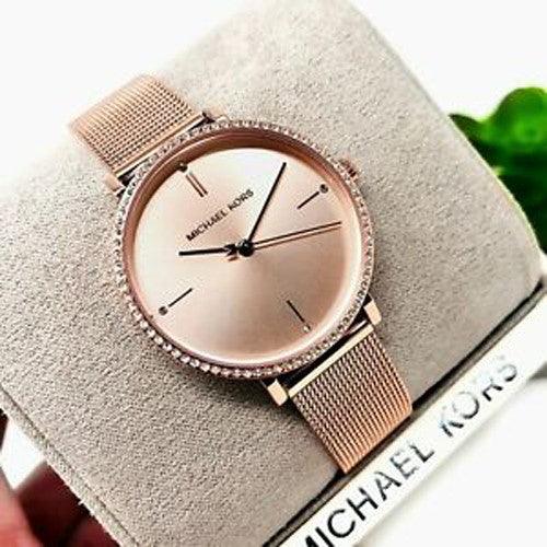  Shop Authentic Michael Kors Mini Jayne Crystals Rose Gold Dial Rose Gold Mesh Strap Watch for Women - MK7122 - Luxxuri