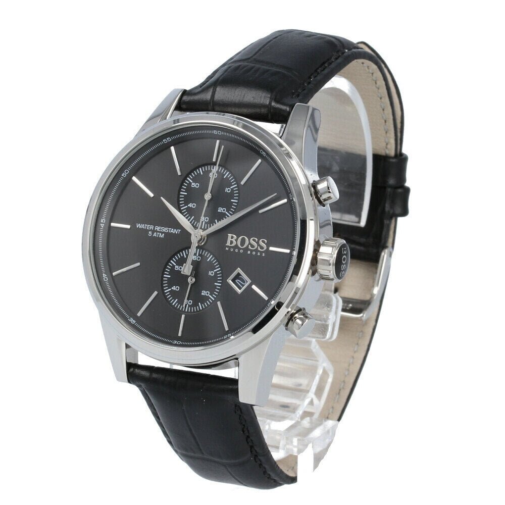  Shop Authentic Hugo Boss Jet Black Dial Black Leather Strap Watch for Men - 1513279 - Luxxuri