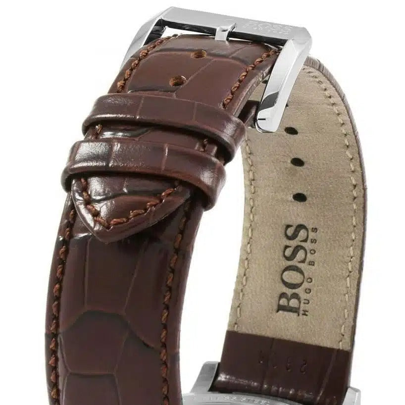  Shop Authentic Hugo Boss Jet Chronograph Quartz Silver Dial Brown Leather Strap Watch For Men - HB1513280 - Luxxuri