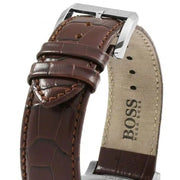  Shop Authentic Hugo Boss Jet Chronograph Quartz Silver Dial Brown Leather Strap Watch For Men - HB1513280 - Luxxuri