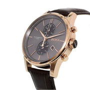  Shop Authentic Hugo Boss Jet Grey Dial Brown Leather Strap Watch for Men - 1513281 - Luxxuri