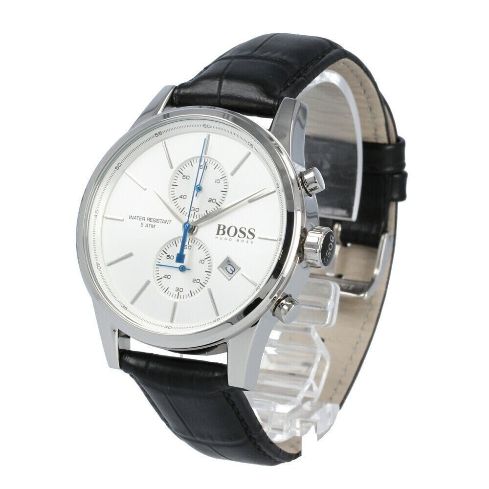  Shop Authentic Hugo Boss Jet Silver Dial Black Leather Strap Watch for Men - 1513282 - Luxxuri