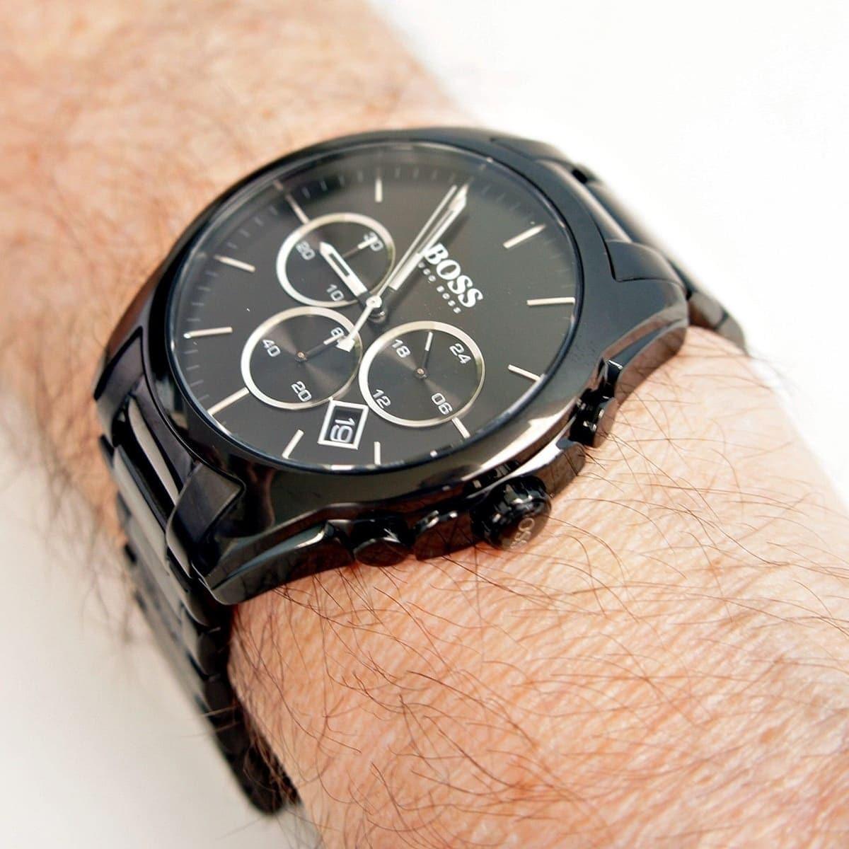  Shop Authentic Hugo Boss Onyx Black Dial Black Leather Strap Watch for Men - 1513367 - Luxxuri