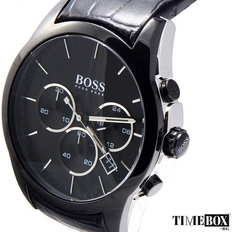  Shop Authentic Hugo Boss Onyx Black Dial Black Leather Strap Watch for Men - 1513367 - Luxxuri