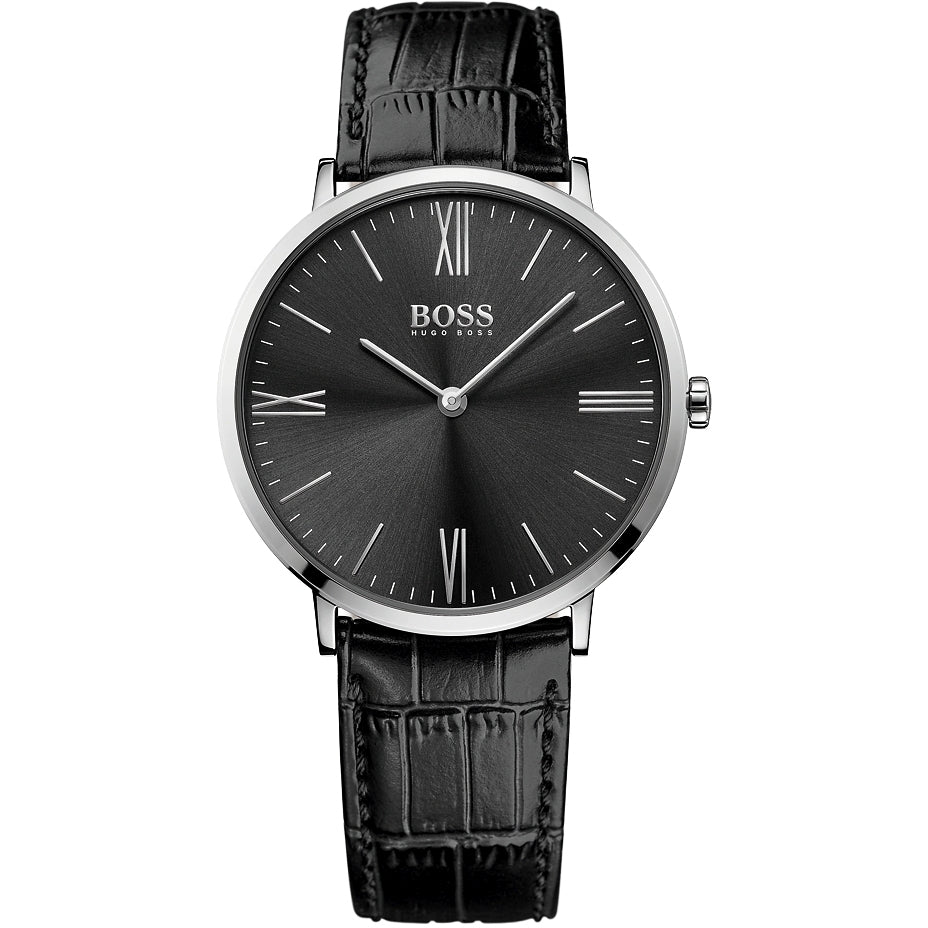  Shop Authentic Hugo Boss Jackson Black Dial Black Leather Strap Watch for Men - 1513369 - Luxxuri