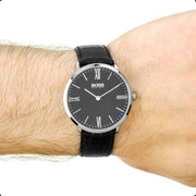  Shop Authentic Hugo Boss Jackson Black Dial Black Leather Strap Watch for Men - 1513369 - Luxxuri