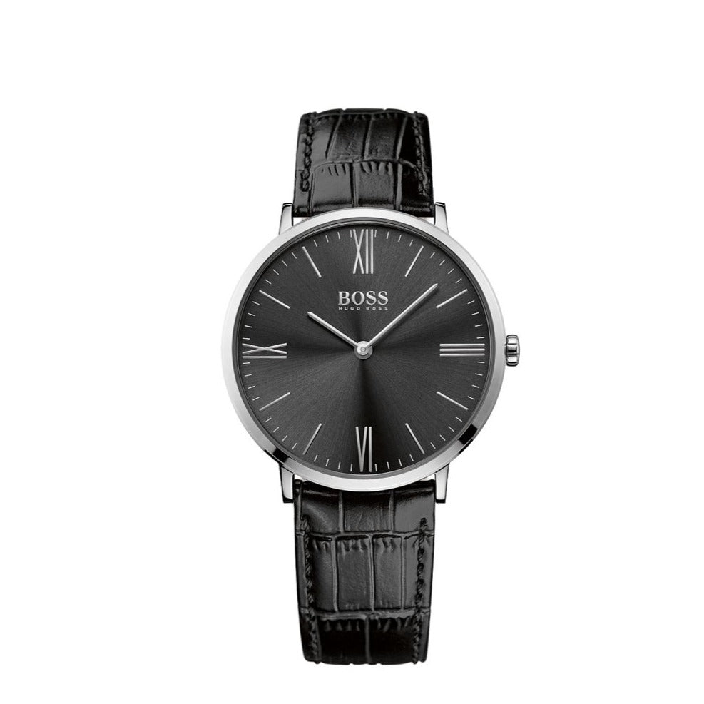  Shop Authentic Hugo Boss Jackson Black Dial Black Leather Strap Watch for Men - 1513369 - Luxxuri
