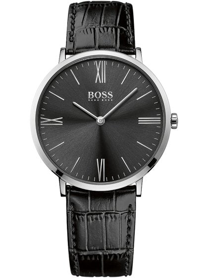  Shop Authentic Hugo Boss Jackson Black Dial Black Leather Strap Watch for Men - 1513369 - Luxxuri